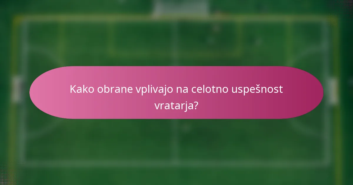 Kako obrane vplivajo na celotno uspešnost vratarja?
