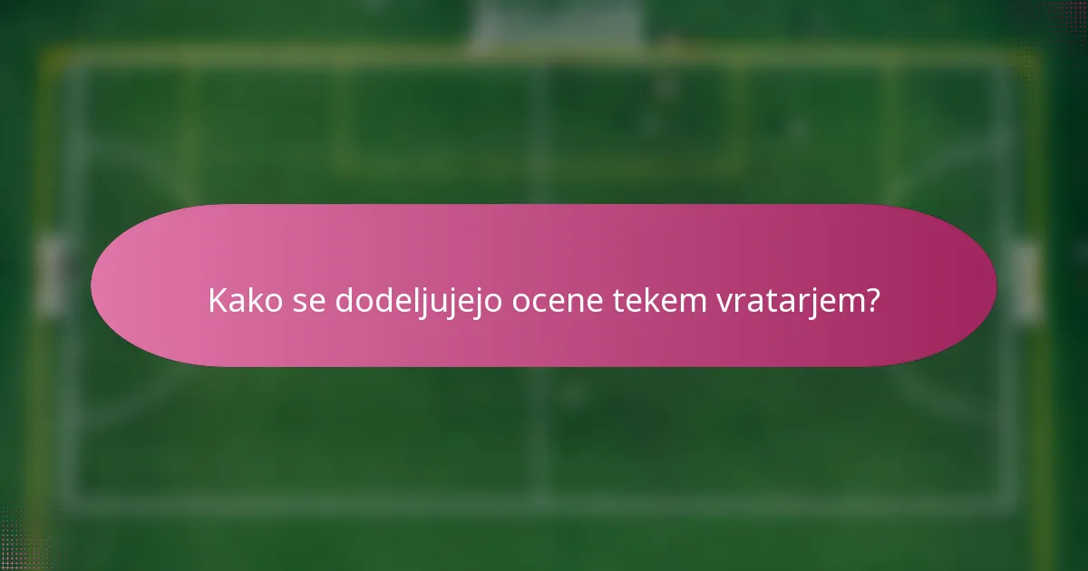 Kako se dodeljujejo ocene tekem vratarjem?