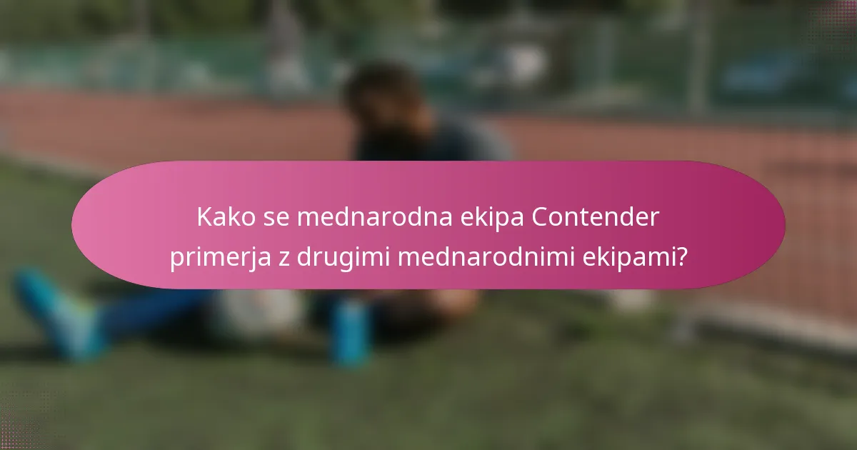 Kako se mednarodna ekipa Contender primerja z drugimi mednarodnimi ekipami?