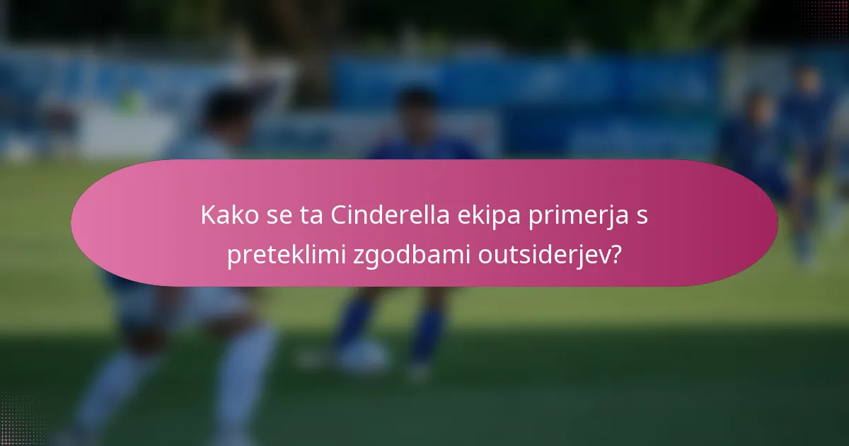 Kako se ta Cinderella ekipa primerja s preteklimi zgodbami outsiderjev?