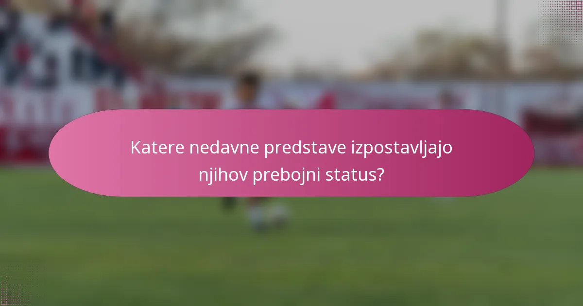 Katere nedavne predstave izpostavljajo njihov prebojni status?