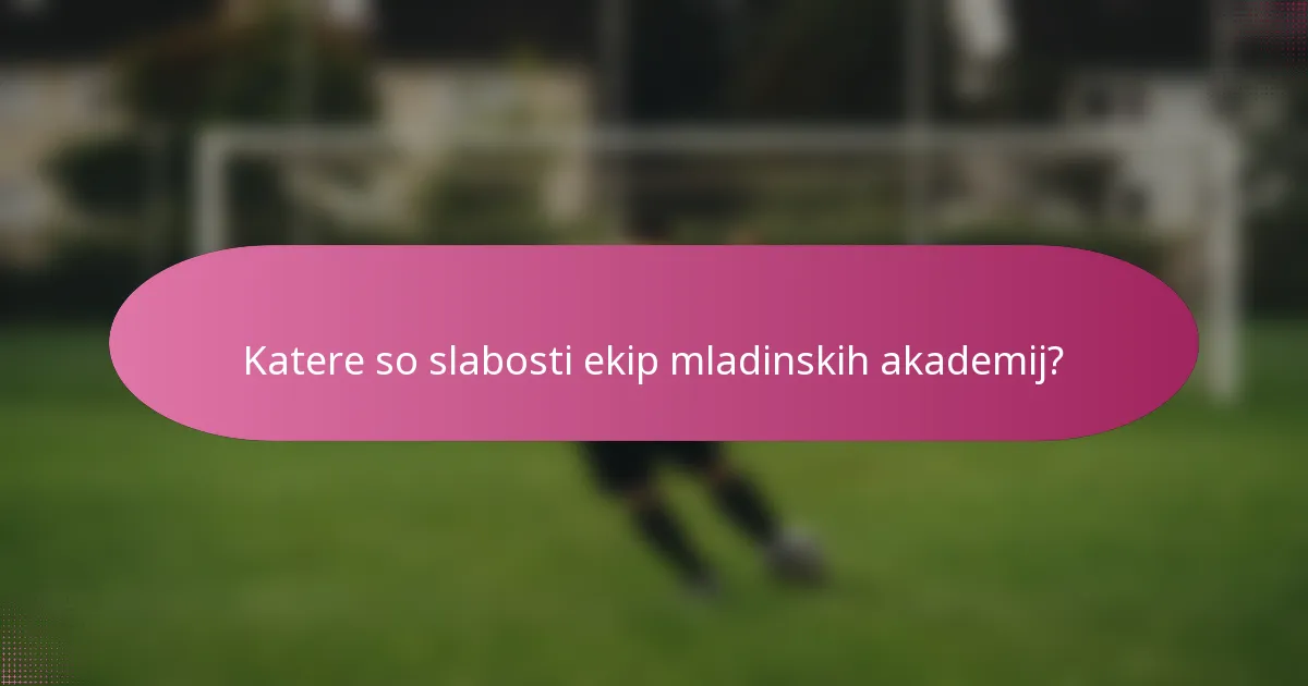 Katere so slabosti ekip mladinskih akademij?