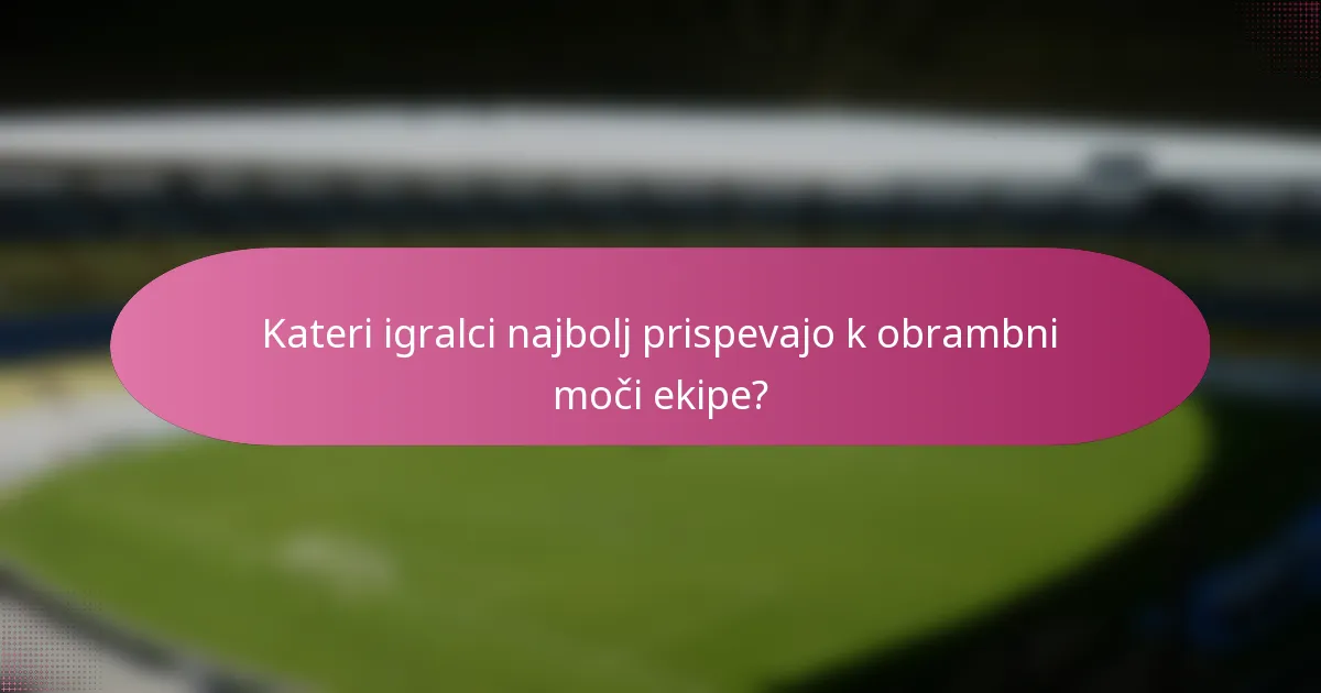 Kateri igralci najbolj prispevajo k obrambni moči ekipe?